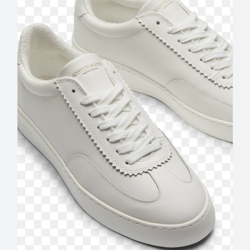 Scotch & Soda Cream Leather Sneakers